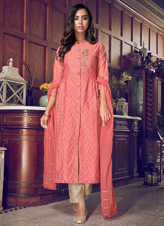 Pink Pure Art Silk Party Wear Embroidery Work Straight Suit