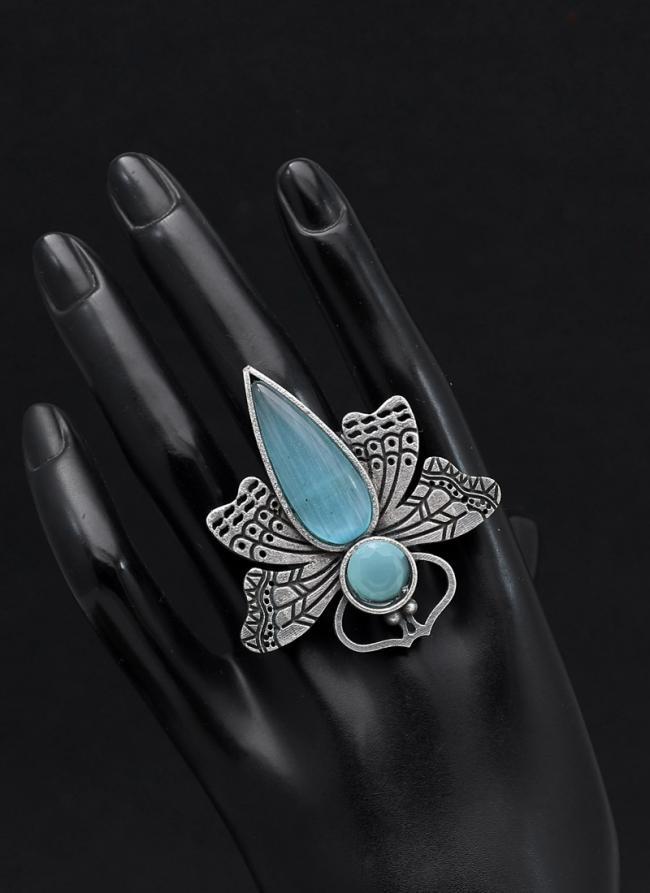 Sky Blue Vintage Butterfly Design Ring