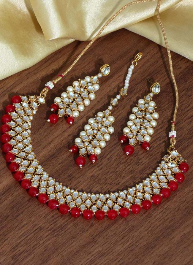 Red Kundan Choker Necklace Set