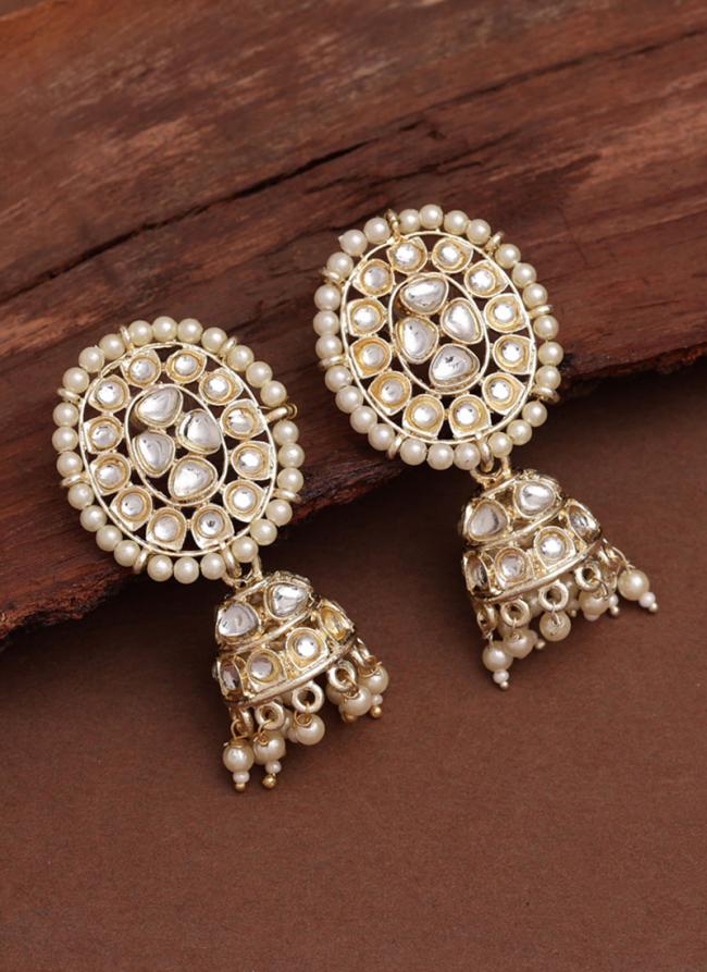 White Pearl Kundan Earrings