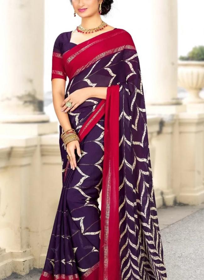 Lavender Doll Moss Casual Wear Foil Printed Saree