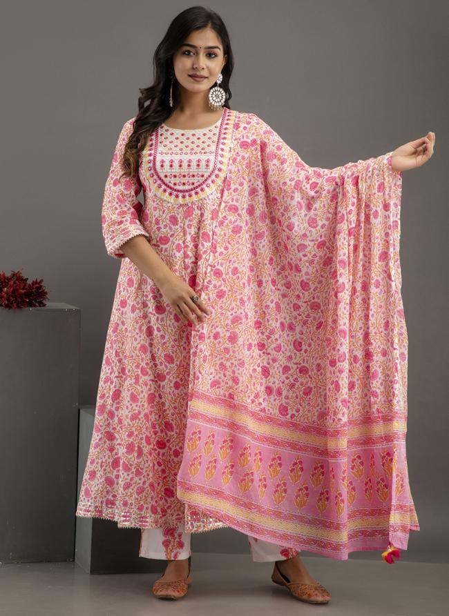 Pink Rayon Cotton Festival Wear Embroidery Work Readymade Salwar Suit