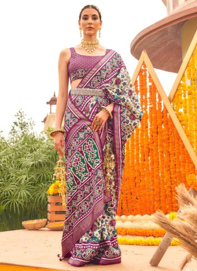 Purple Sigma Silk Party Wear Patola Saree