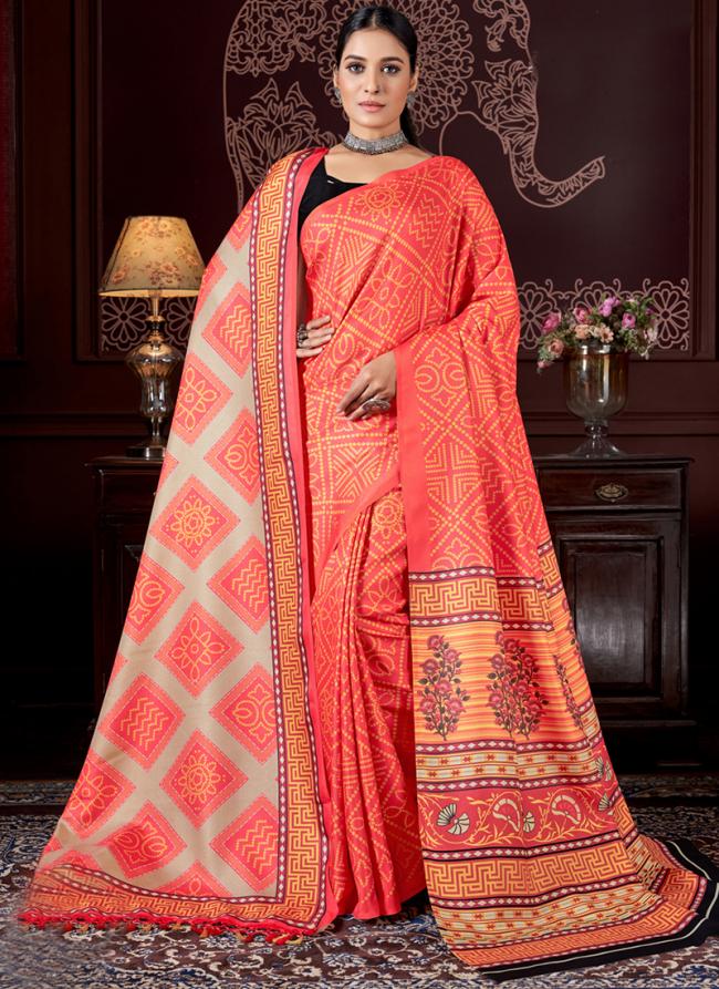 Pink Pure Pashmina Festival Wear Digital Printed Saree