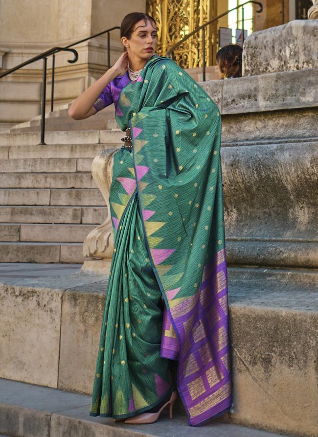 Green Khadi Silk Traditional Wear Weaving Saree