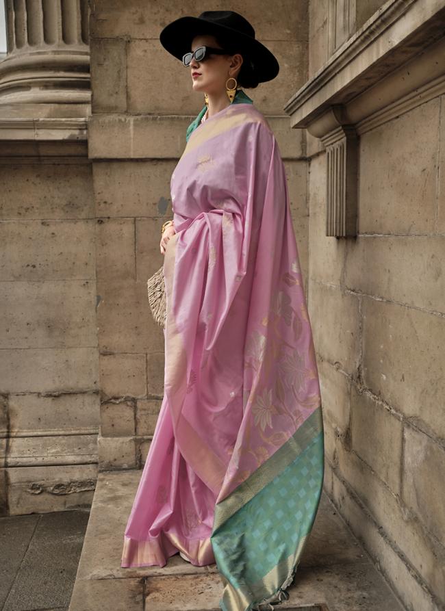 Light Pink Soft Silk Traditional Wear Weaving Saree