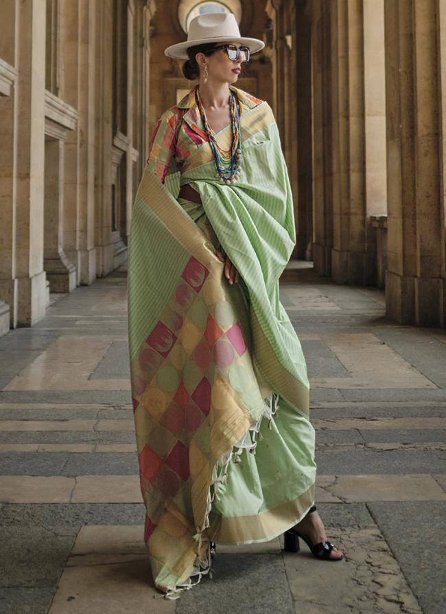 Pista Green Soft Silk Traditional Wear Weaving Saree