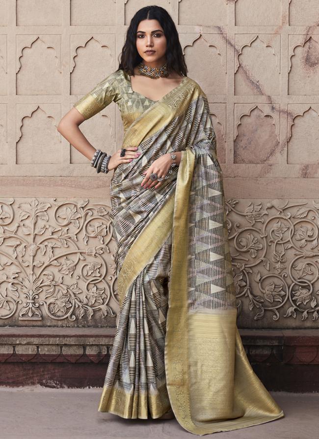 Grey Pure Handloom  Traditional Wear Weaving Saree