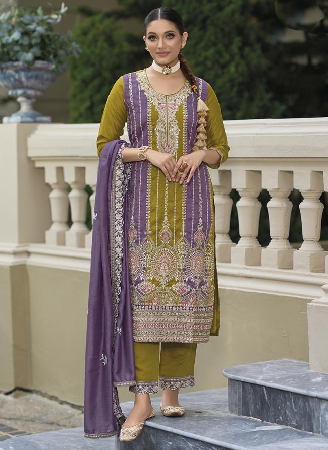 Green Silk  Festival Wear Embroidery Work Salwaar Suit