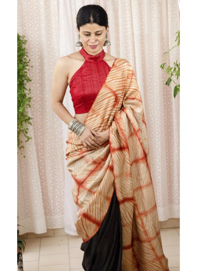 Light Red Imported cotton Party Wear Digital printed Saree