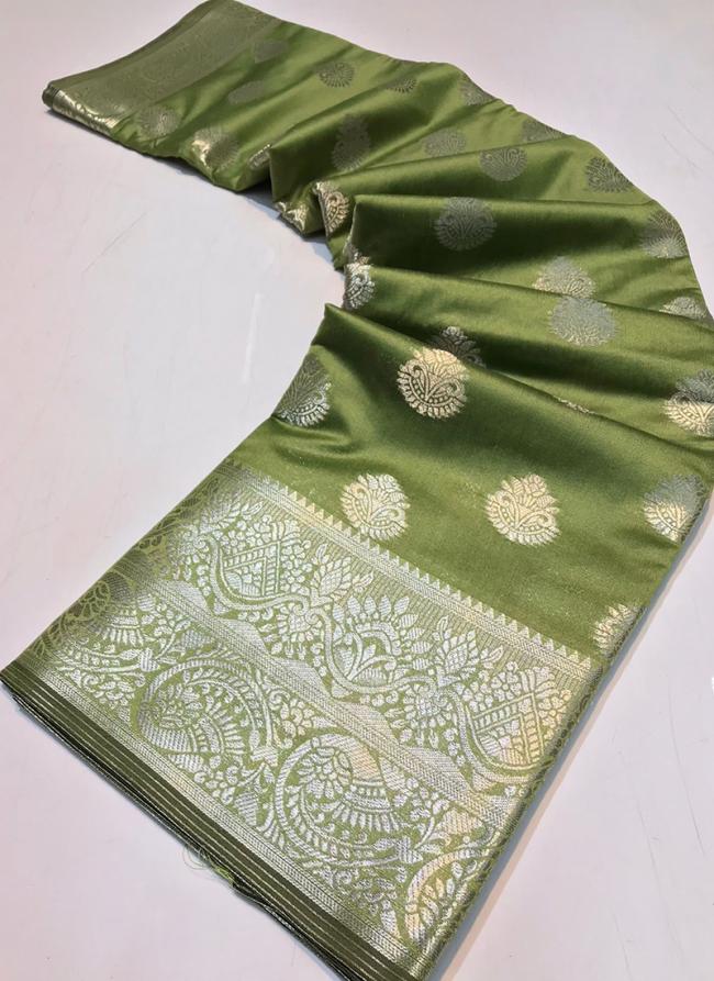 Green Organza Silk Party Wear Zari Work  Saree