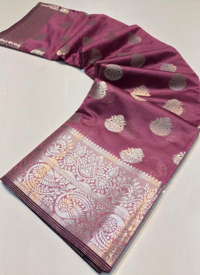 Pink Organza Silk Party Wear Zari Work  Saree