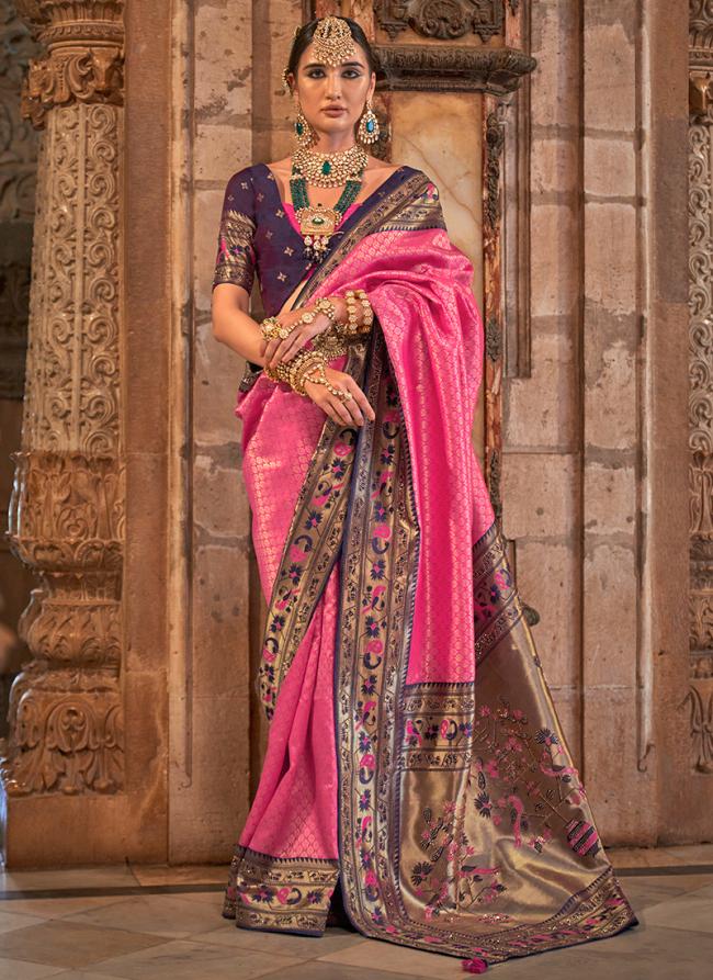 Pink Patola Silk Wedding Wear weaving Saree