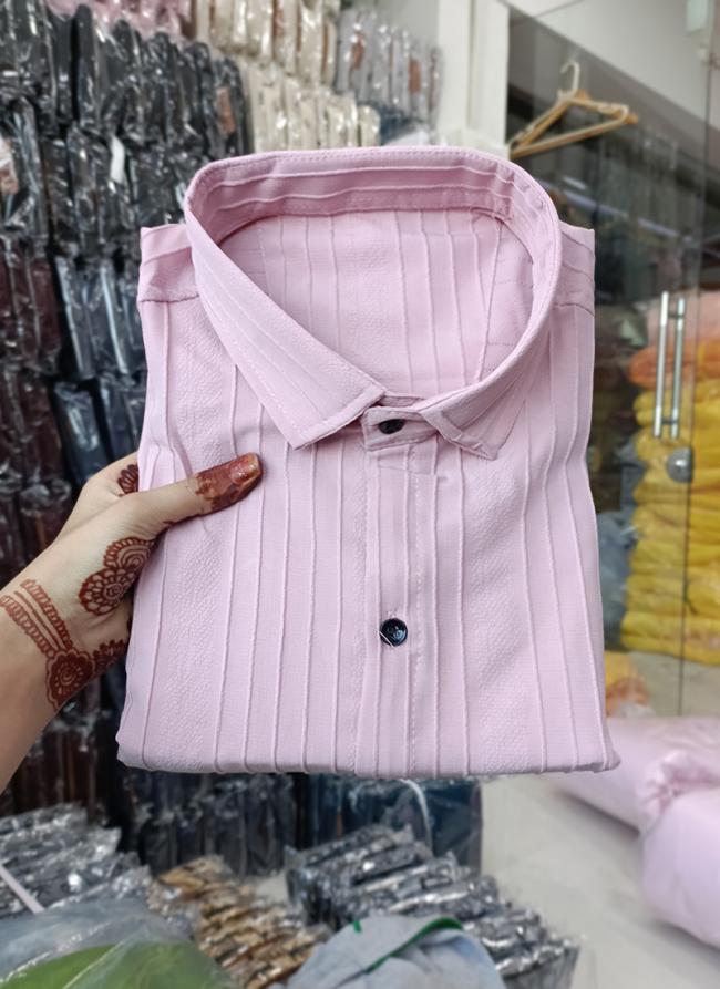 Pink Popcorn Casual Wear Plain Mens Shirt