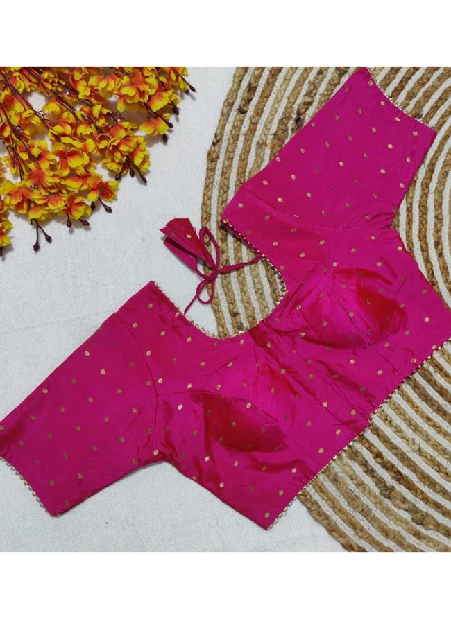 Rani Pink Soft Silk Party Wear Golden Butti Work Blouse