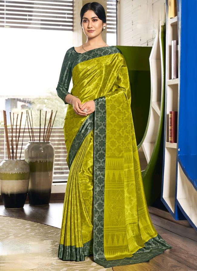 Green Crepe Silk Festival Wear Printed Saree