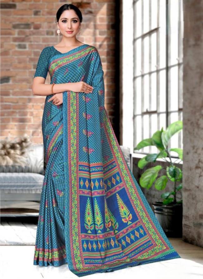 Rama Crepe Silk Festival Wear Printed Saree