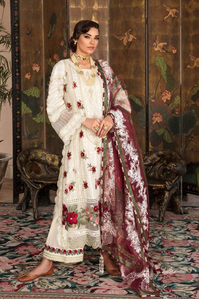 Cream Cotton Eid Wear Embroidery Work Pakistani Suit