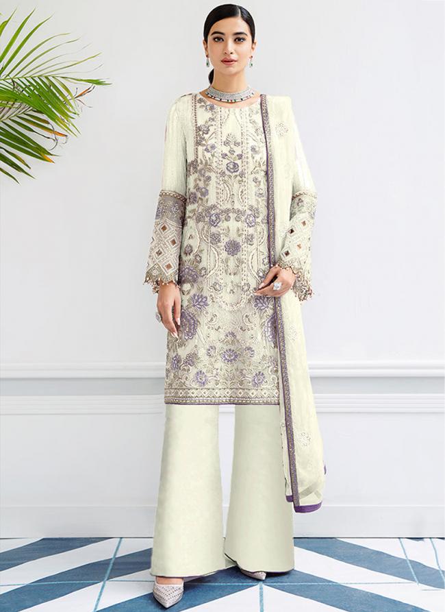 Beige Faux Georgette Eid Wear Embroidery Work Pakistani Suit