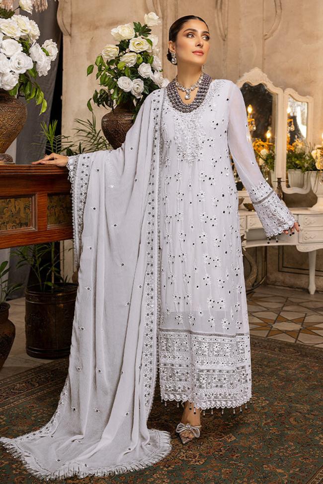Grey Faux Georgette Eid Wear Embroidery Work Pakistani Suit