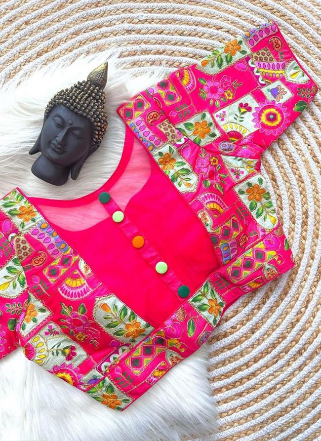 Pink Malai Silk Wedding Wear Multi Work Blouse