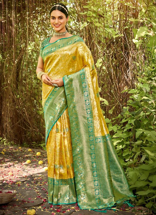 Yellow Kanjivaram Silk Festival Wear Digital Printed Saree