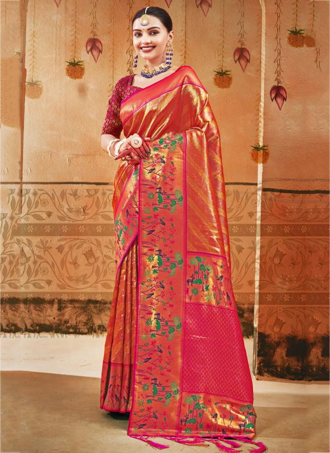 Pink Paithani Silk Wedding Wear Digital Printed Saree