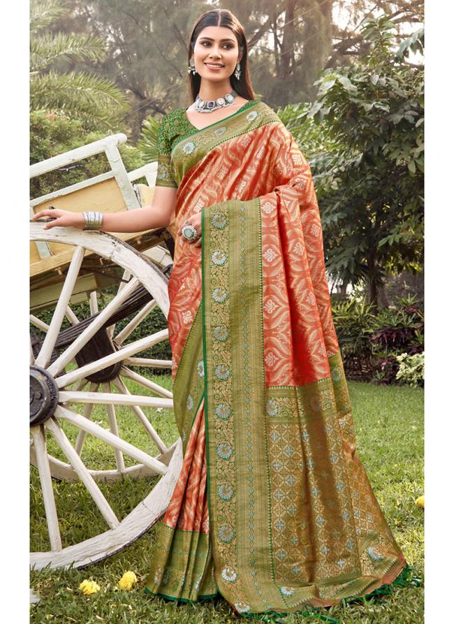 Green Banarasi Silk Party Wear Digital Printed Saree