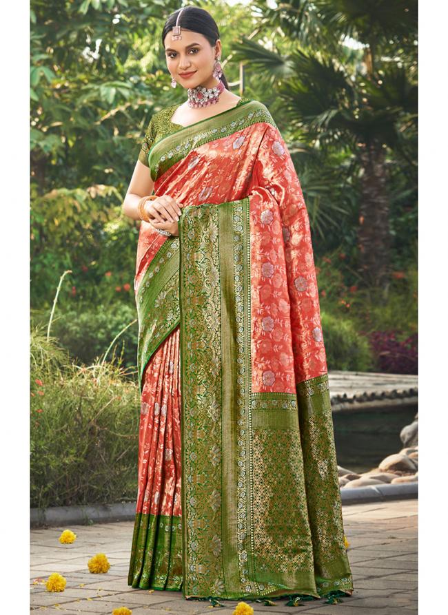 Green Banarasi Silk Party Wear Digital Printed Saree