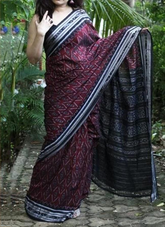 Wine Linen Traditional Wear Digital Printed Saree