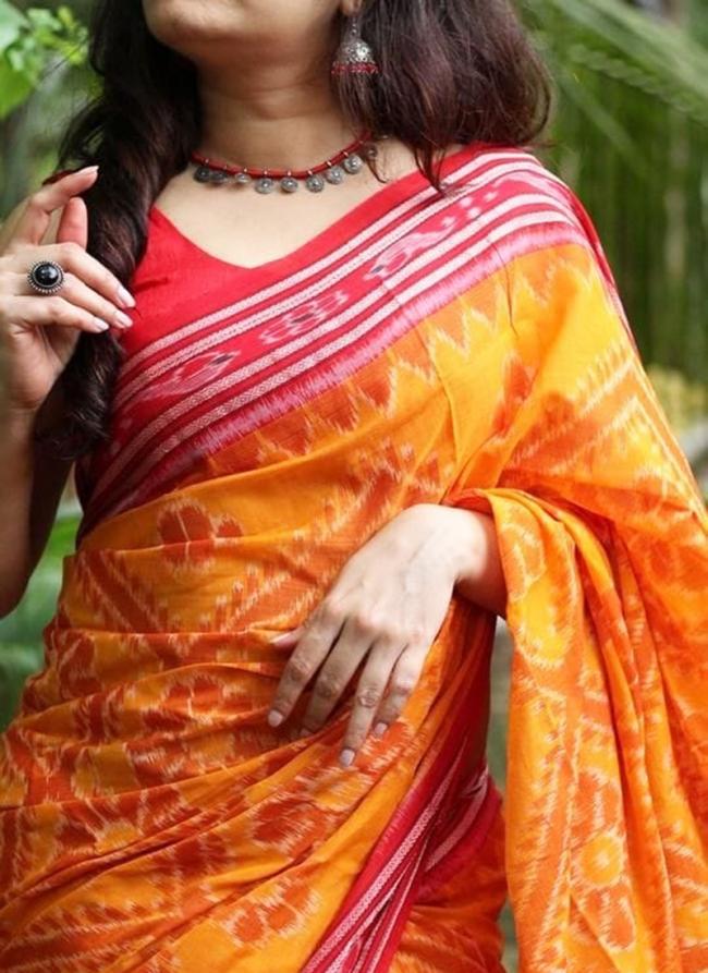 Yellow Linen Traditional Wear Digital Printed Saree