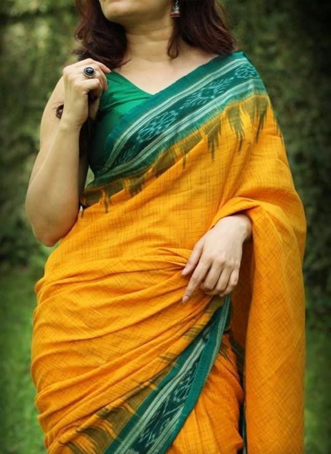 Yellow Linen Traditional Wear Digital Printed Saree