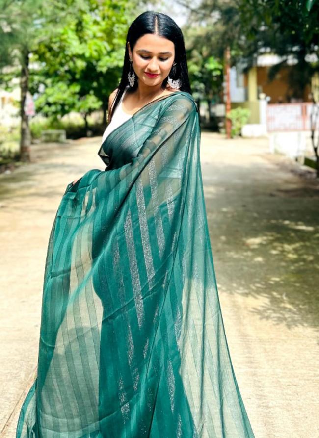 Green Rimzim Party Wear Weaving Saree