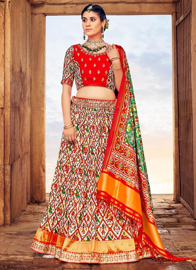 Red Silk Wedding Wear Embroidery Work Readymade Lehenga Choli