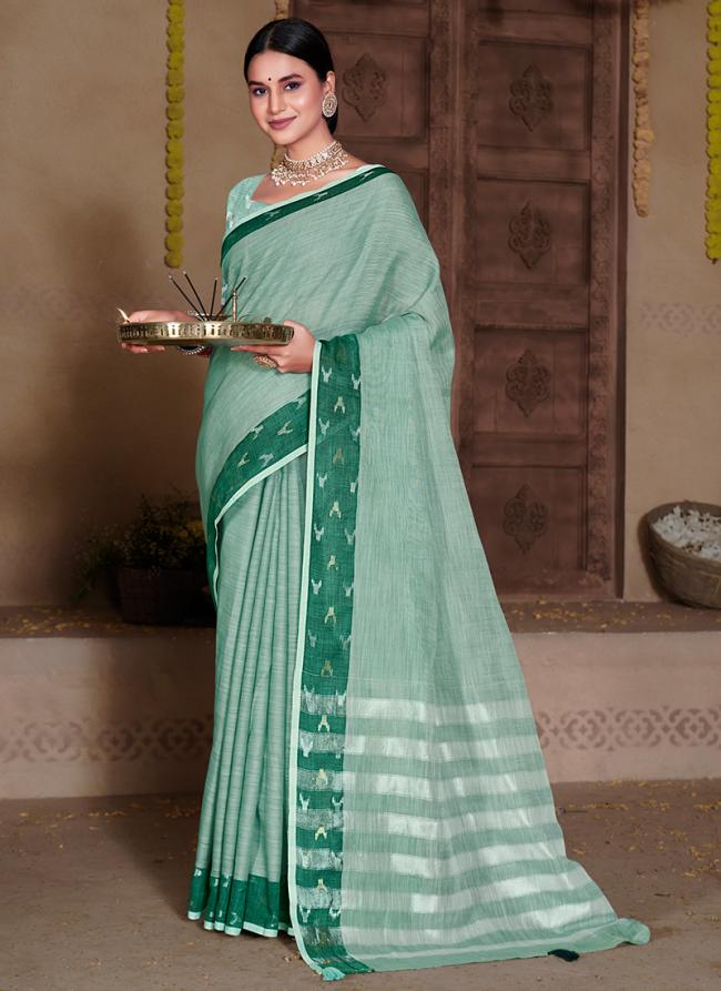 Sky Linen Party Wear Weaving Saree