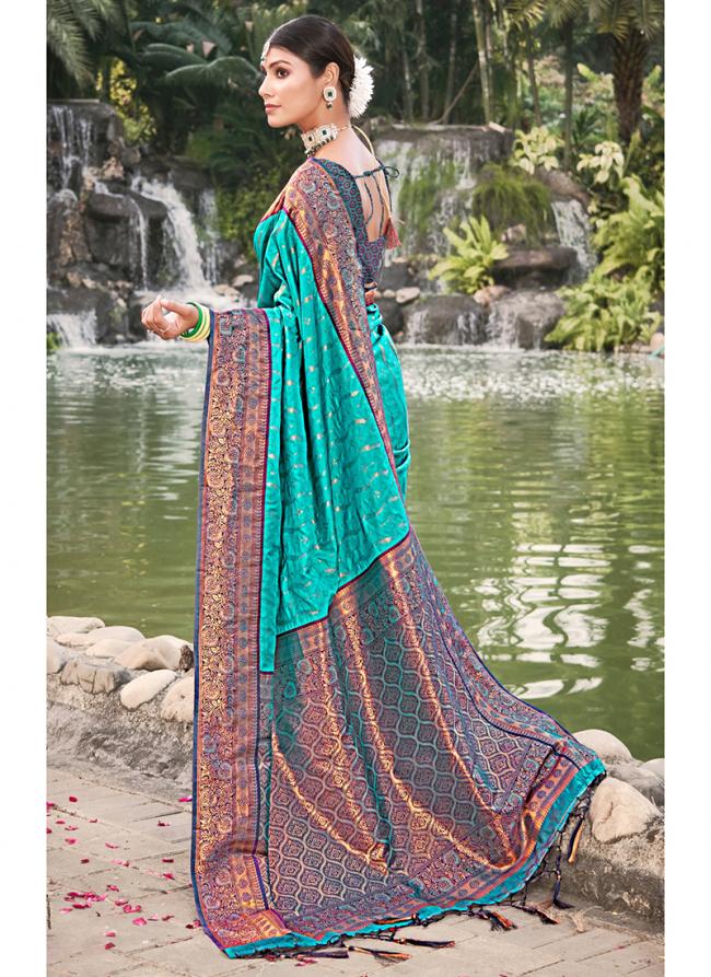 Sky Banarasi Silk Wedding Wear Weaving Saree