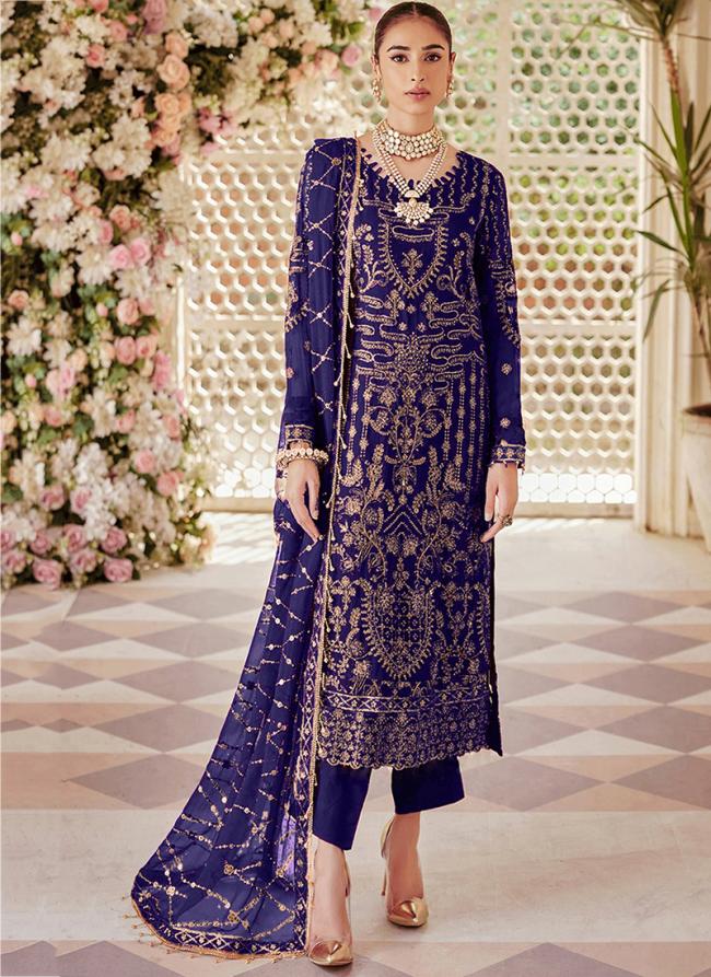Purple Faux Georgette Eid Wear Embroidery Work Pakistani Suit