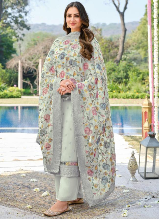 Grey Viscose Festival Wear Embroidery Work Palazzo Suit