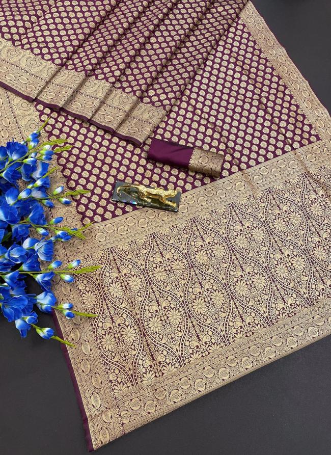 Purple Banarasi Silk Traditional Wear Weaving Saree