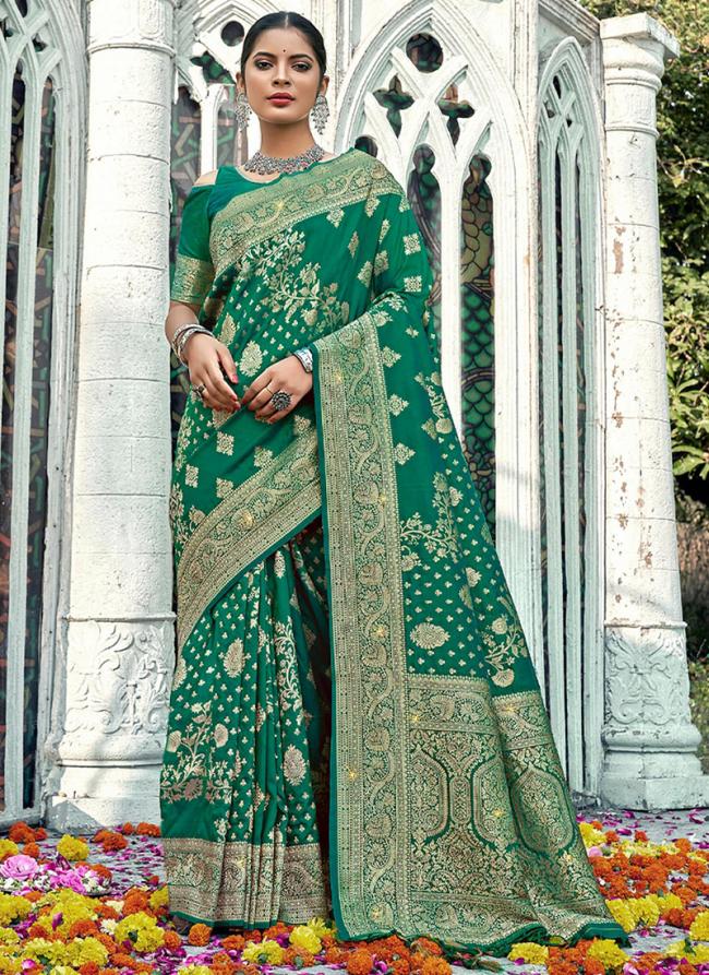 Green Banarasi Silk Traditional Wear Weaving Saree