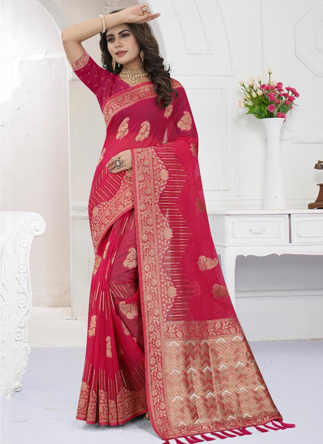 Rani Viscose Organza Festival Wear Weaving Saree