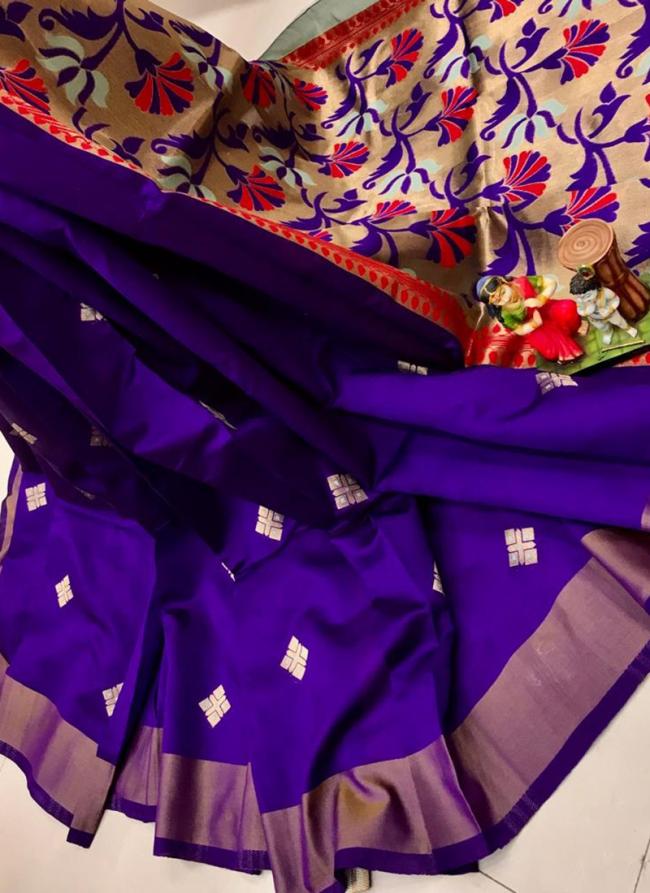 Purple Cotton Silk Traditional Wear Weaving Saree