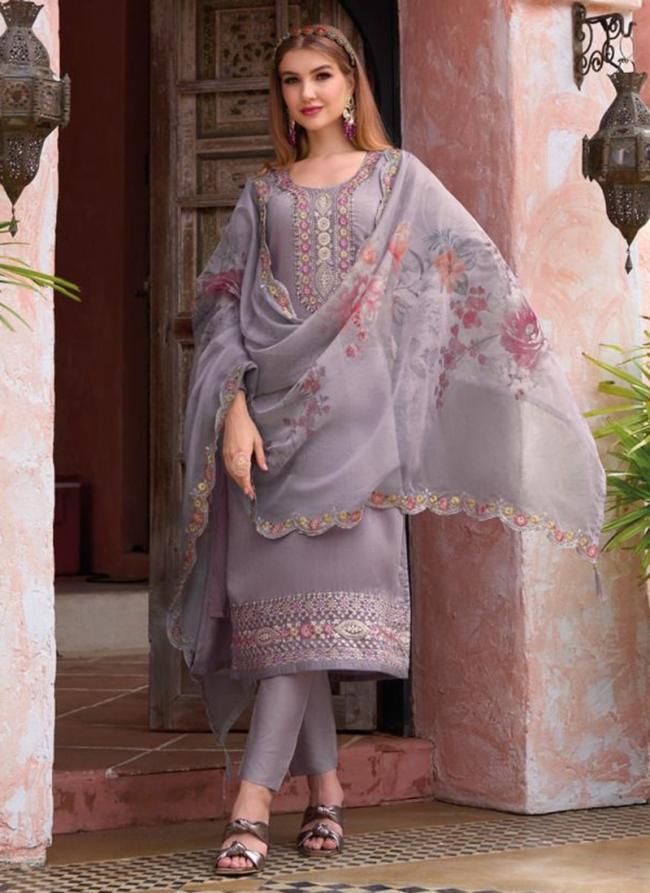 Purple Viscose Silk Eid Wear Embroidery Work Readymade Salwar Suit