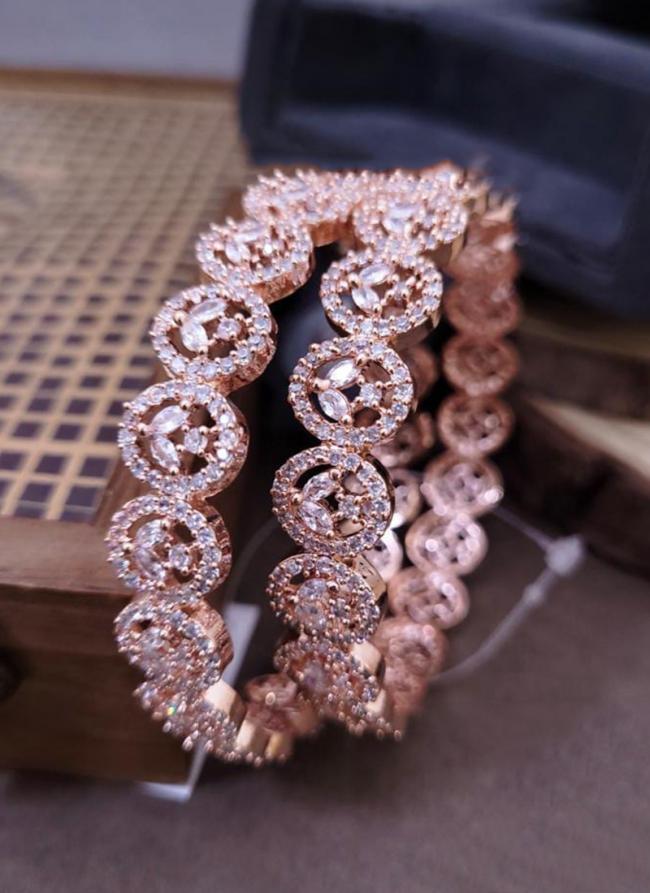 Traditional Premium Quality Rose Gold American Diamond Bangles set