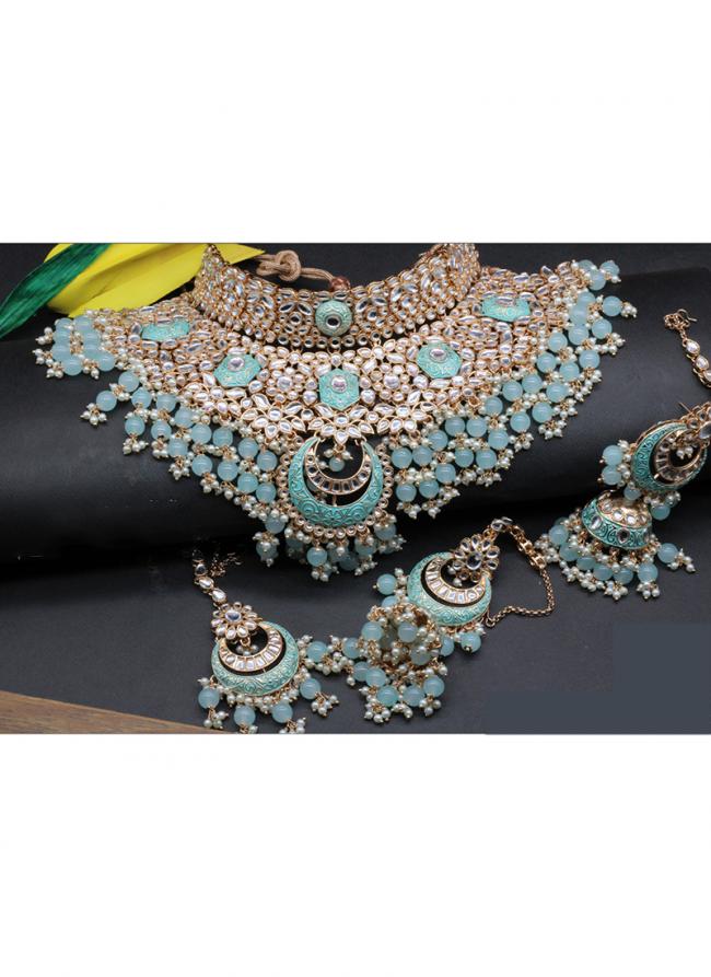 Sky Blue Trendy Kundan Choker Set