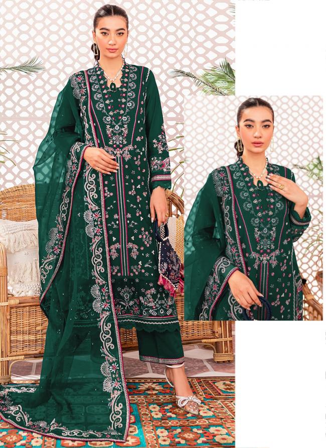 Bottle Green Georgette Festival Wear Embroidery Work Pakistani Suit