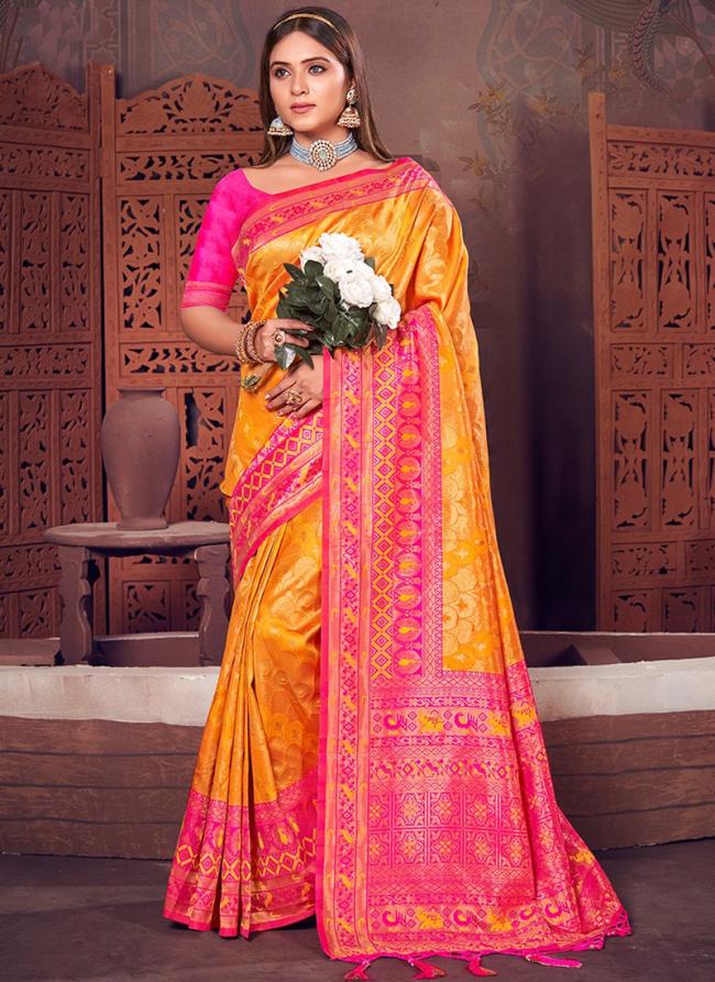 Yellow Silk Traditional Wear Kanjivaram Saree