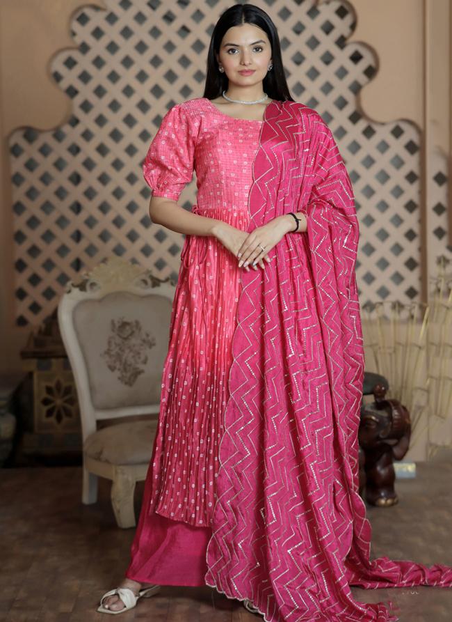 Pink Muslin Traditional Wear Digital Printed Readymade Salwar Suit