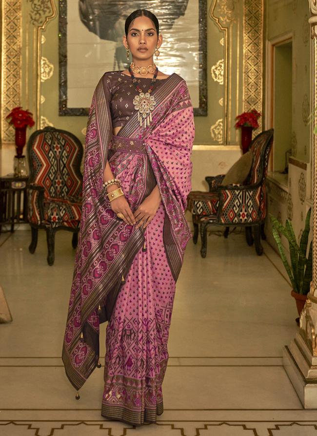 Pink Silk Festival Wear Patola Saree