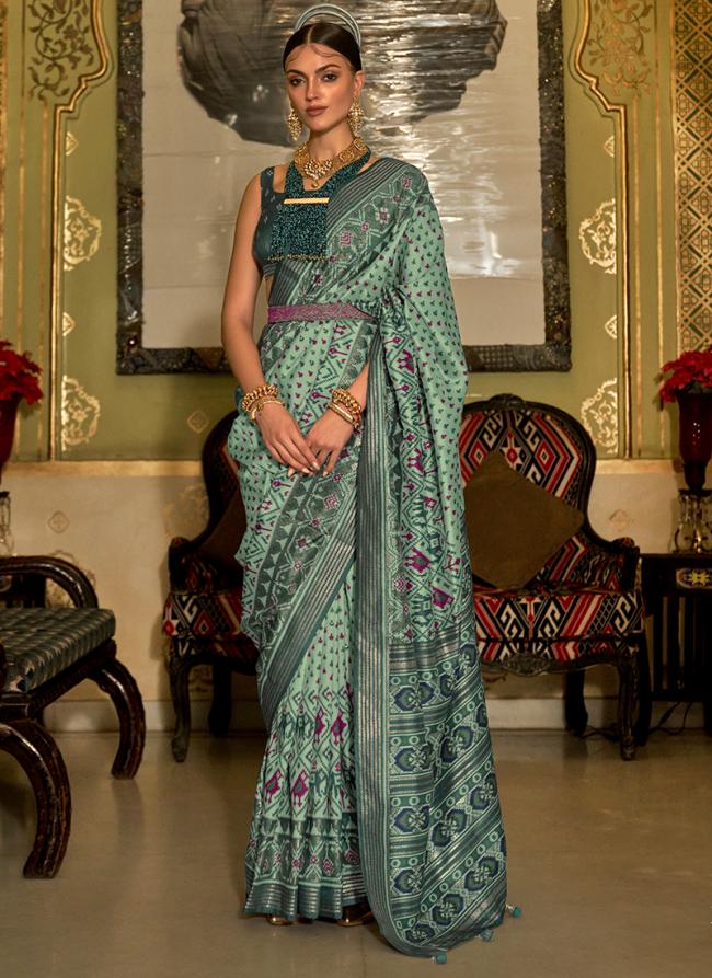 Teal Silk Festival Wear Patola Saree